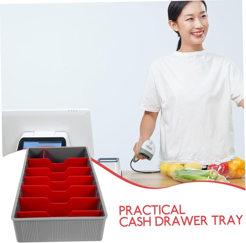 DIYEAH Cash Register Money Drawer Supermarket Cash Organizer Cash Drawer Tray Coin Tray Cash Drawer Organizer Teller Cash Tray Store Register Till Drawer Insert Cash Drawer Under Counter - Image 3